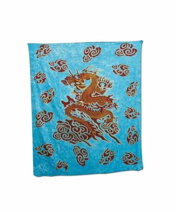 Batik-Tuch-Drache-blau