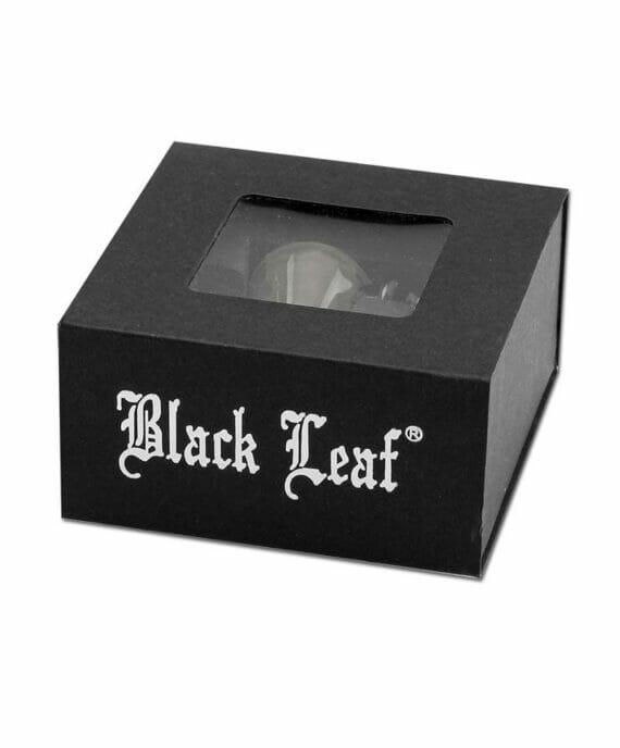 'Black-Leaf'-Glaskunstkopf-Punkte-petrolblau-ns19-3