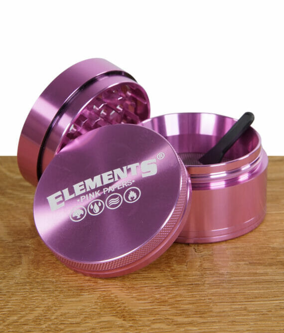 Elements Aluminium Grinder in Pink bestehend aus 4 Teilen mit 60 mm Durchmesser