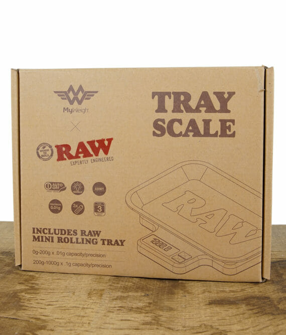 RAW x MyWeigh Tray Scale Umkarton Frontansicht