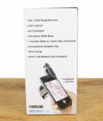 Carson MP-250 MicroFlip Taschenmikroskop Verpackungs Rückseite