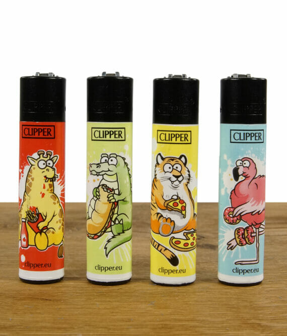 Clipper Feuerzeug Serie Fat Animals im 4er Set