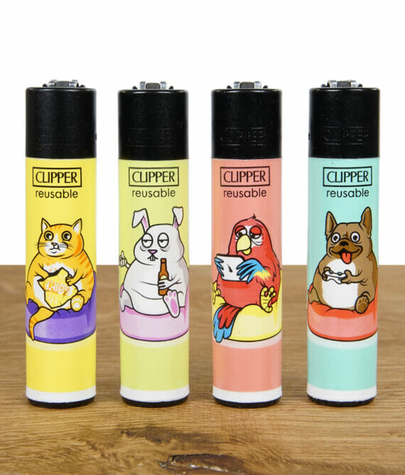 Clipper Feuerzeug Serie im 4er Set mit dicken Haustieren