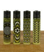 Clipper Feuerzeug 4er Set mit Weed Mustern in Grün