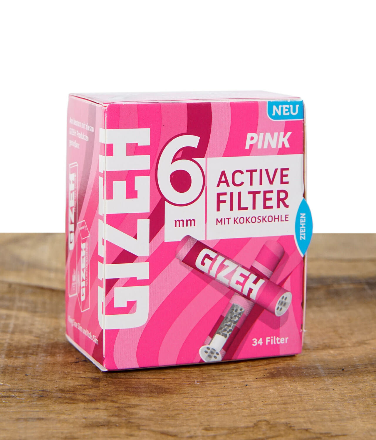 Gizeh Pink Aktive Filter 6mm 10x50, Eindrehfilter, Zubehör zum Drehen, Zigaretten & Tabak