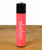 Clipper Feuerzeug in pink mit stayhigh Schreibschriftzug