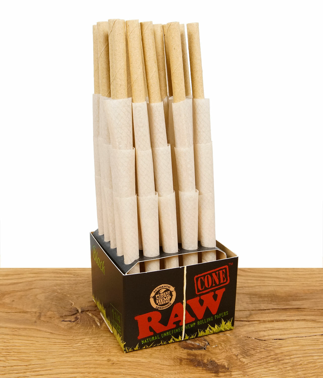 RAW Organic Hemp Black Cones 1 1/4 Size 75er Pack