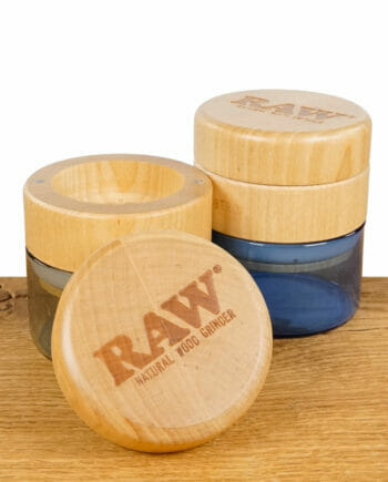 RAW Natural Wood Grinder in Schwarz und Blau