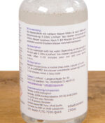 Rückseite der LimPuro Bio Cleaner Flasche mit Anwendungshinweisen und Inhaltsstoffen in mehreren Sprachen.