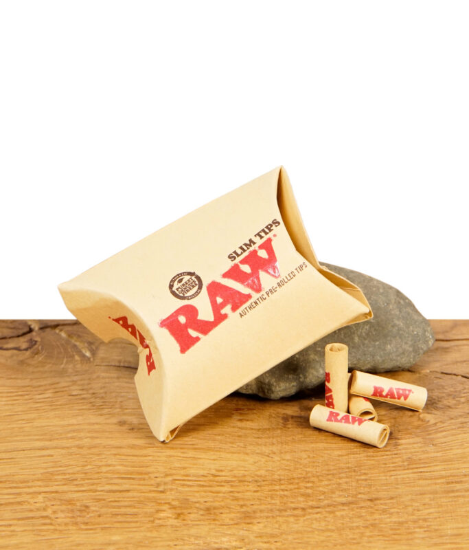 RAW Pre-Rolled Slim Tips – nachhaltige Filtertips mit typischem RAW-Design