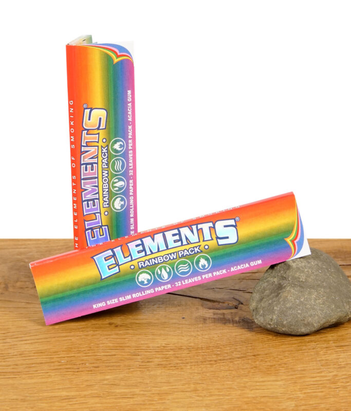 Elements Rainbow Pack King Size Slim – farbige Drehpapiere aus Reispapier mit Acacia-Gum