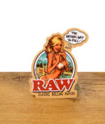 RAW Sticker mit Comic-Figur und Sprechblase "The Natural Way to Roll!"