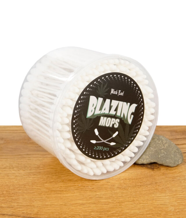 Runddose mit 200 Black Leaf Blazing Mops Wattestäbchen zur Vaporizer-Reinigung