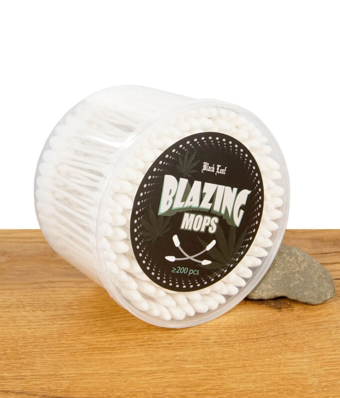 Runddose mit 200 Black Leaf Blazing Mops Wattestäbchen zur Vaporizer-Reinigung