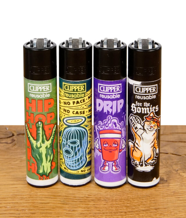 Clipper Feuerzeug Serie mit Hip Hop Slogans im 4er Set