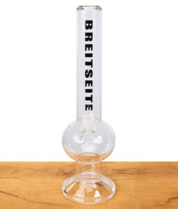 Klassische Breitseite Glasbong 40cm Höhe, schwerer Glasfuß und Kickloch, perfektes Modell für kräftige Züge