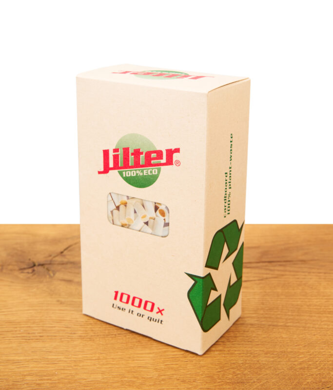 Jilter Eco 1000er Pack auf einem Holzbrett vor weißem Hintergrund