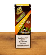 Packung Kingpin Hemp Wraps Manic mit 4 tabakfreien Blunts aus Naturhanf und Perfect Fold Technologie auf rustikalem Holzuntergrund.