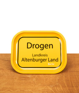 Rolling Tray mit Ortsschild Drogen und Black Leaf Logo