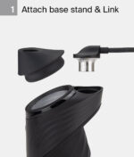 Aufsetzen der Silikon-Schutzhülle und des Link-Kabels auf die Peak Pro V2 Base in Onyx.