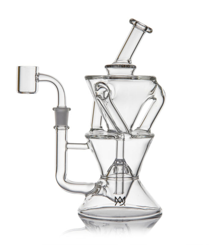 Die komplette MJ Arsenal Triad Dab Rig aus Glas mit angeschlossenem Quarzbanger